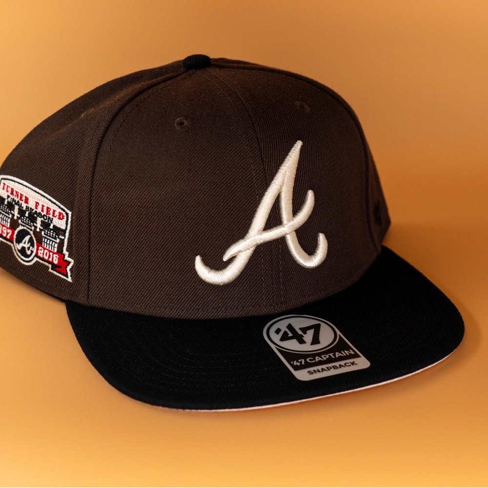 Atlanta Braves Turner Field Snapback Hat ‘47 Brand MLB Brown Black